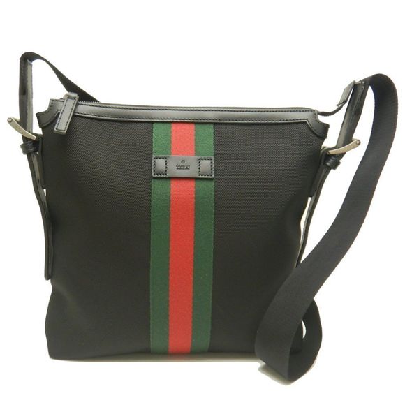 Gucci Shoulder Bag Sherry Line Canvas Leather Black - Picture 1 of 8